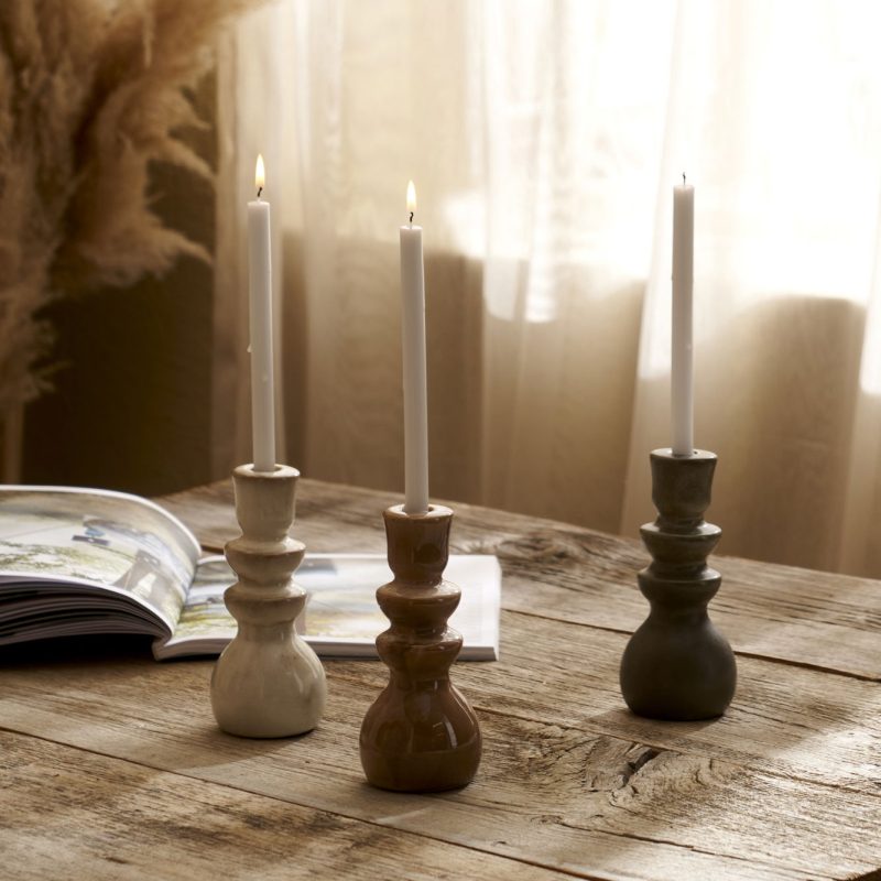 Flat Candle Holder Brown (6x6x14 cm) - Image 3