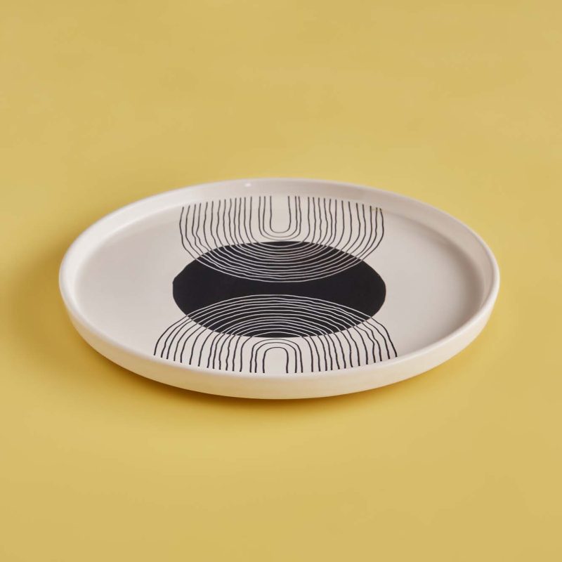 Graphic Line Ceramic Serving Plate White 26 cm - Image 2