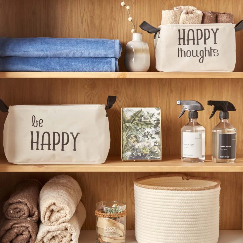 Happy Thoughts Rectangular Basket White (24x17x14 cm) - Image 3