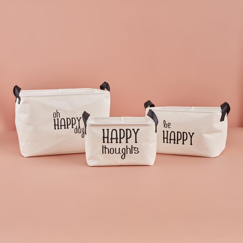 Happy Thoughts Rectangular Basket White (24x17x14 cm) - Image 4