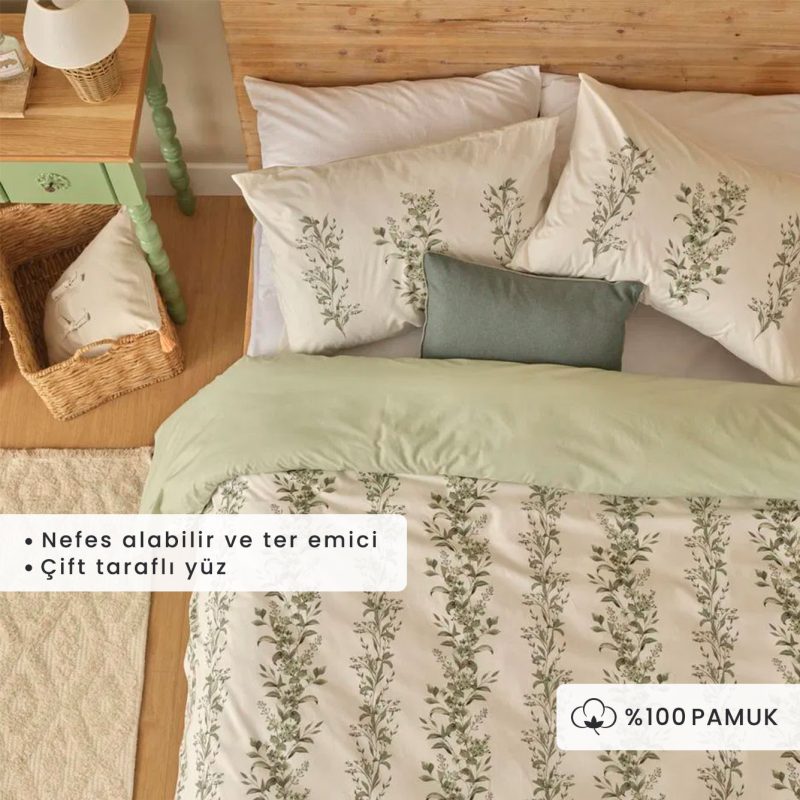 Julia King Size Duvet Cover Set Green (240x220 cm) - Image 3