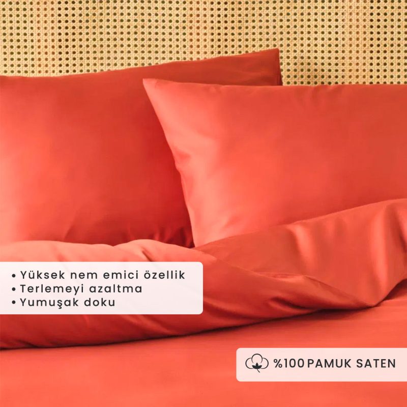 Supreme 100% Cotton Satin Single Duvet Cover Set Tile Color (160x220 cm) - Image 2