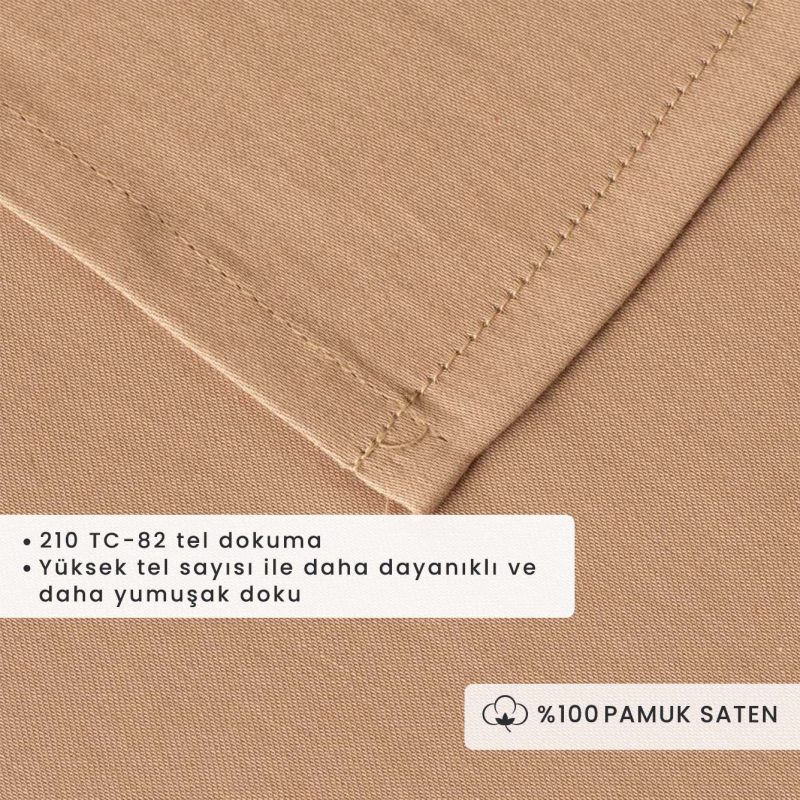 Supreme Basic Double 100% Cotton Satin Flat Sheet Mink (240x260 cm) - Image 2