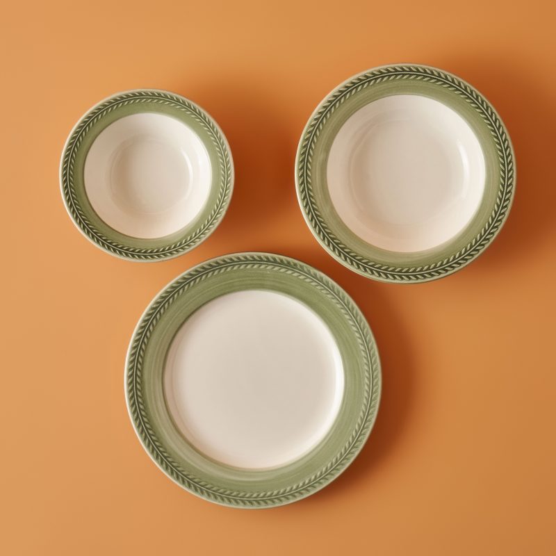 Monica Stoneware 12 Piece Dinner Set for 4 Persons Green - Image 3