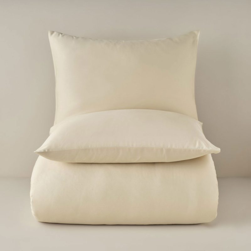 Supreme 100% Cotton Satin King Size Duvet Cover Set Beige (240x220 cm) - Image 4