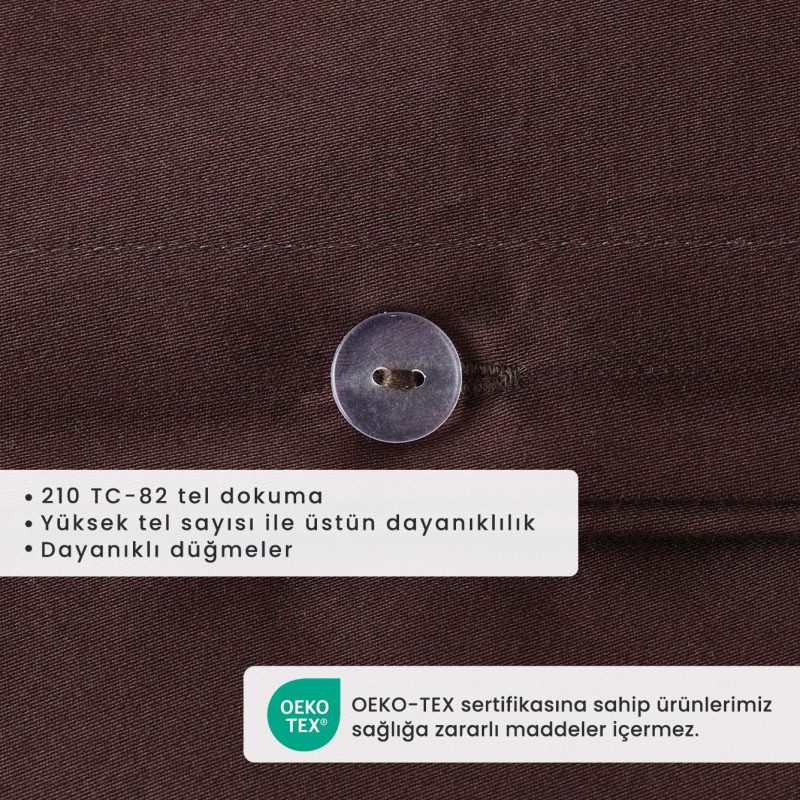 Supreme 100% Cotton Satin King Size Duvet Cover Set Brown (240x220 cm) - Image 3