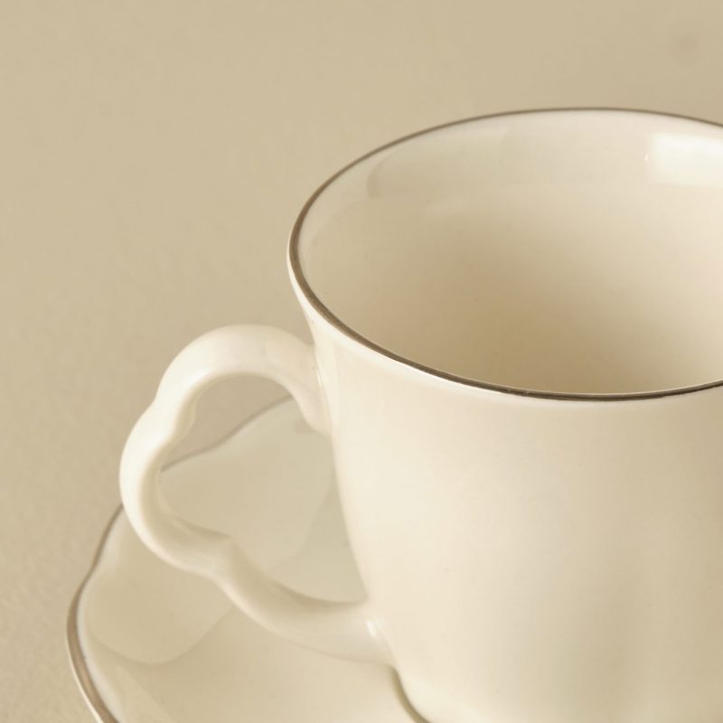 Clover Coffee Cup & Saucer Set of 6 Silver - Image 2