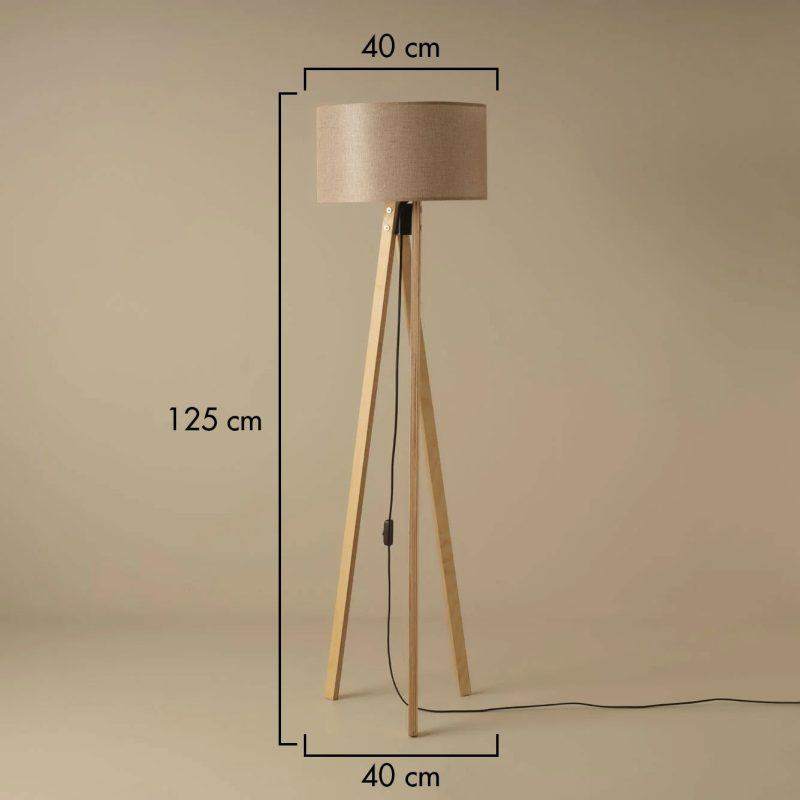Bella Wooden Floor Lamp Jute (40x40x125 cm) - Image 4