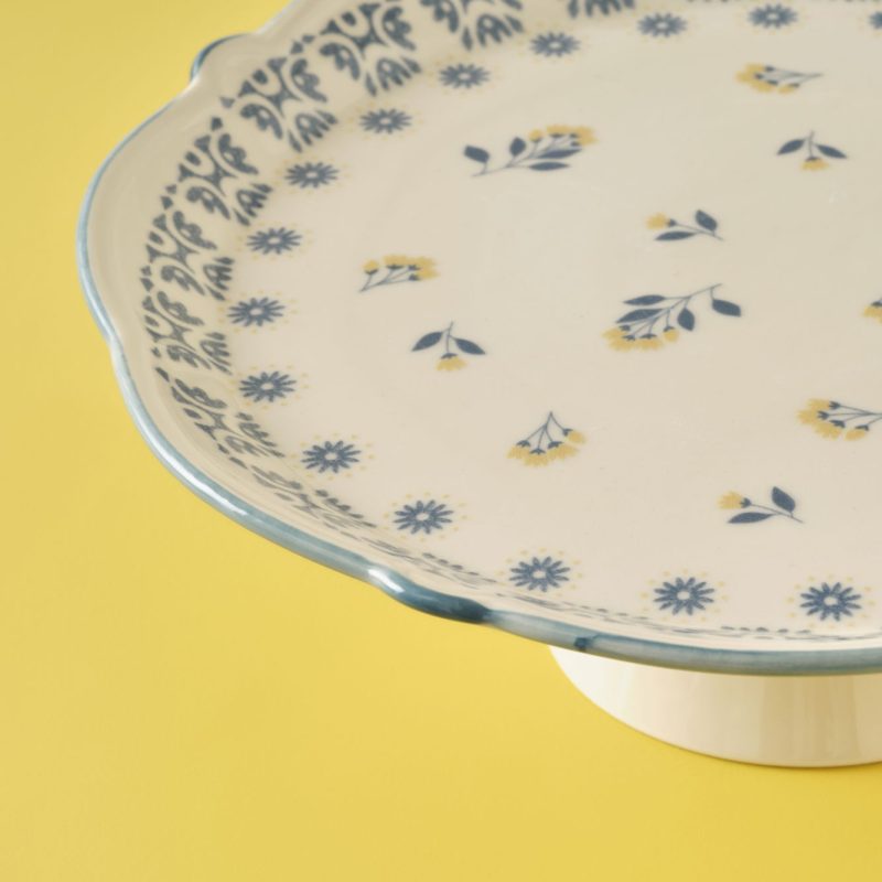Mabel Stoneware Cake Stand Blue (32 cm) - Image 2