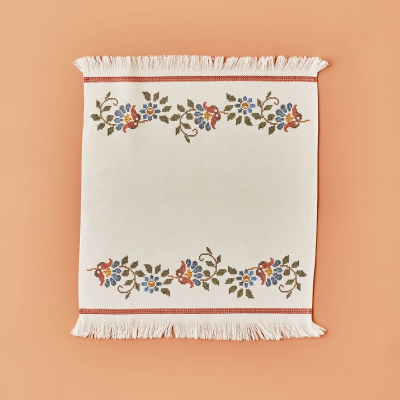 Vintage Drying Towel Pack of 2 White-Burgundy (40x50 cm) - Image 3