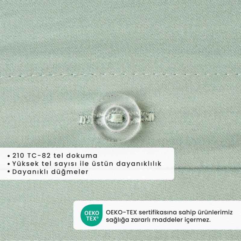 100% Cotton Satin Supreme Double Duvet Cover Set Green (200x220 cm) - Image 3