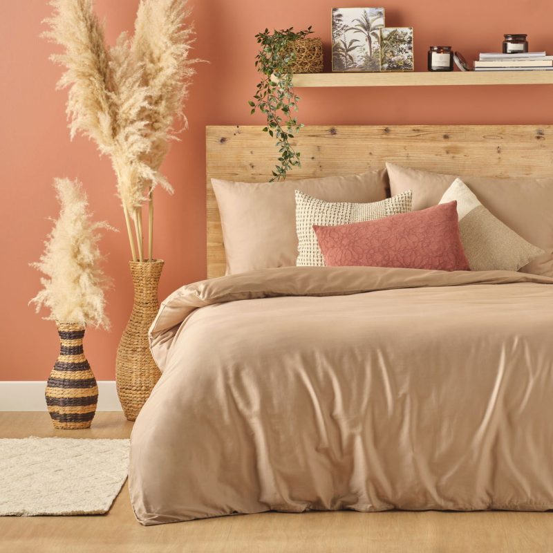 Supreme 100% Cotton Satin Double Duvet Cover Set Mink (200x220 cm)