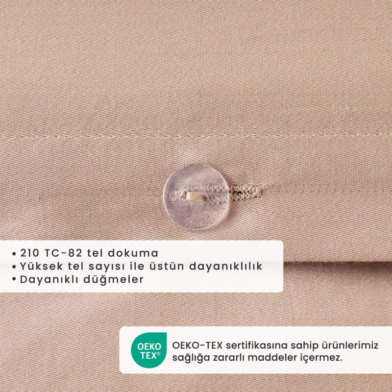 Supreme 100% Cotton Satin Double Duvet Cover Set Mink (200x220 cm) - Image 3