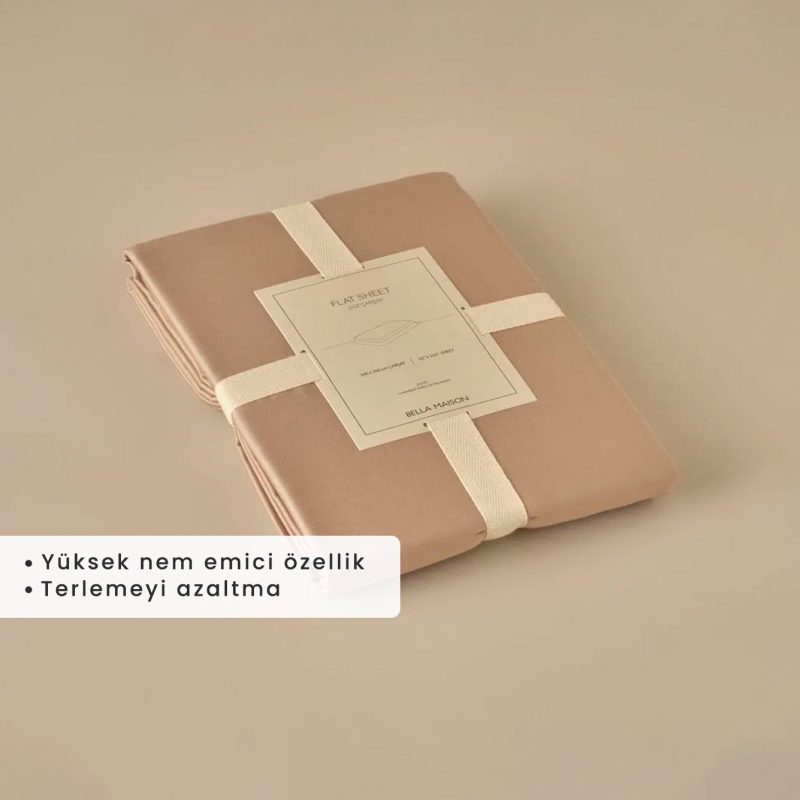 Supreme Basic Double 100% Cotton Satin Flat Sheet Mink (240x260 cm) - Image 3