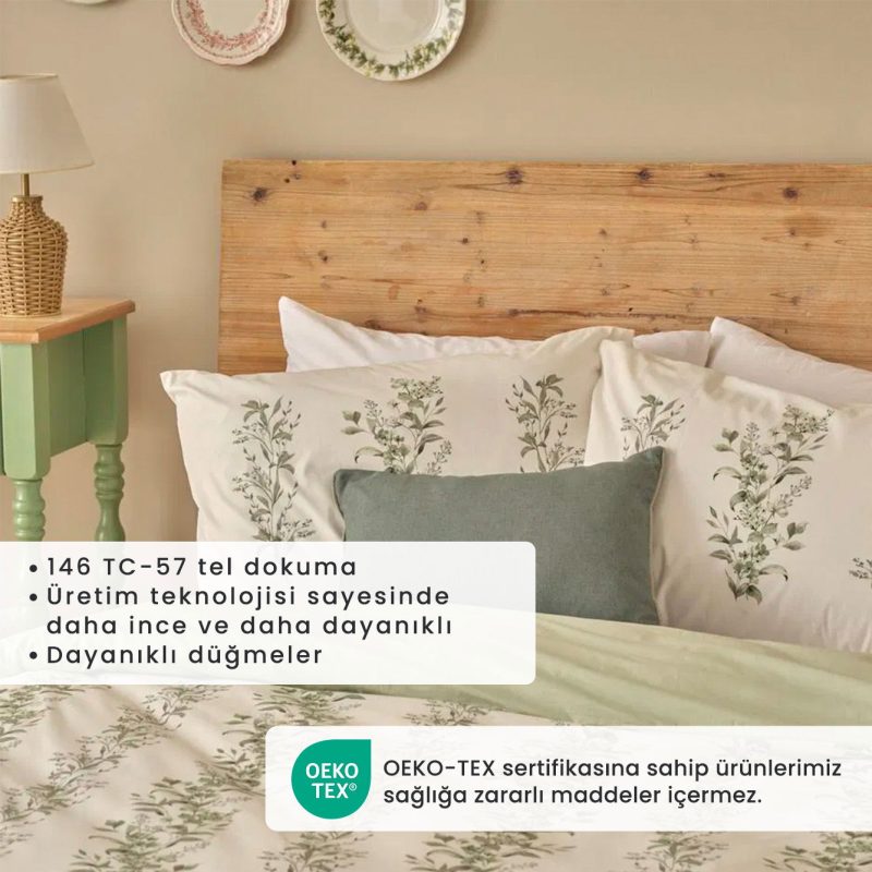 Julia King Size Duvet Cover Set Green (240x220 cm) - Image 2