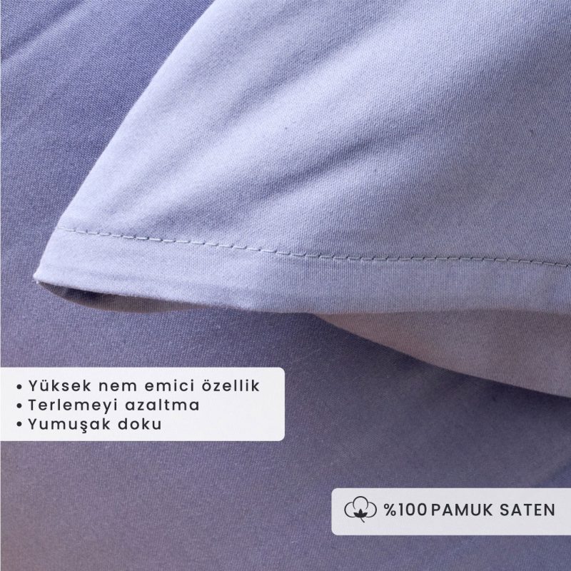 Supreme 100% Cotton Satin 2-Piece Pillow Case Blue - Image 2