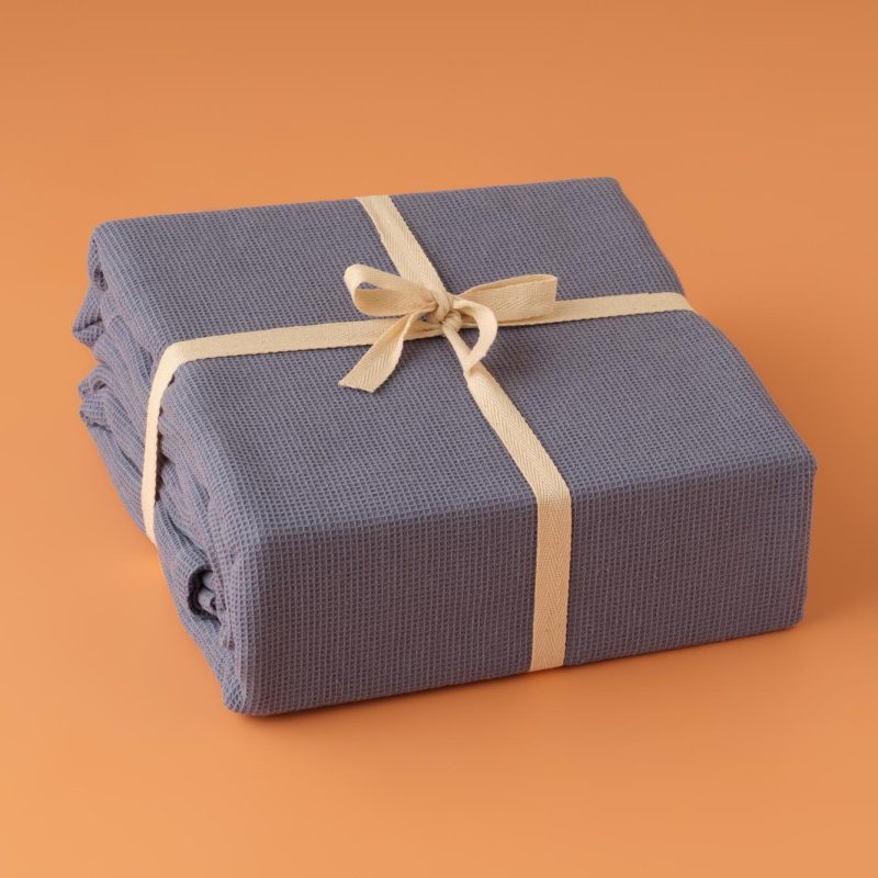 Mini Waffle Single Size Piece Dyed Summer Blanket Blue 150x220 cm - Image 4