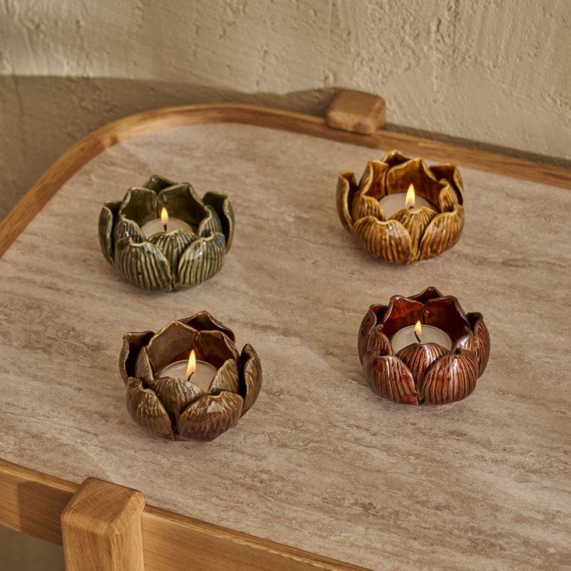 Lotus Candle Holder Brown - Image 2