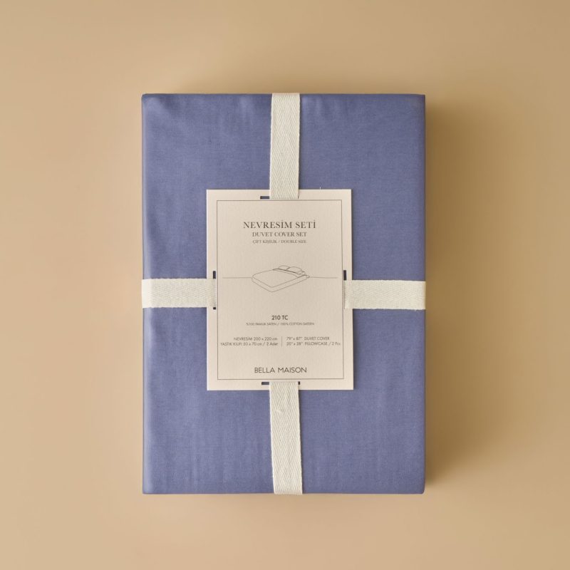 100% Cotton Satin Supreme Double Duvet Cover Set Blue(200x220 cm) - Image 5
