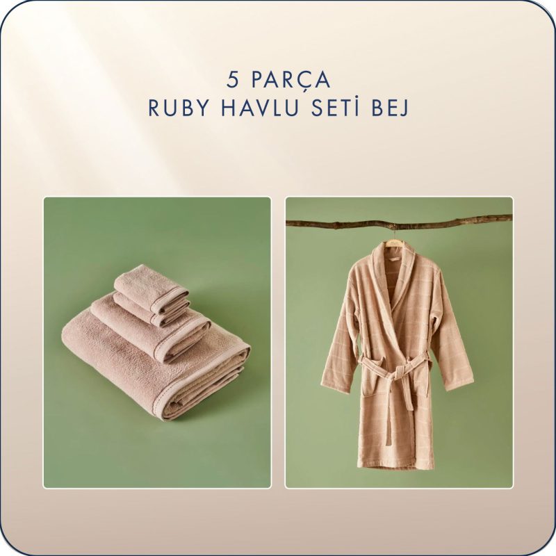Ruby 5 Piece Towel Set Beige
