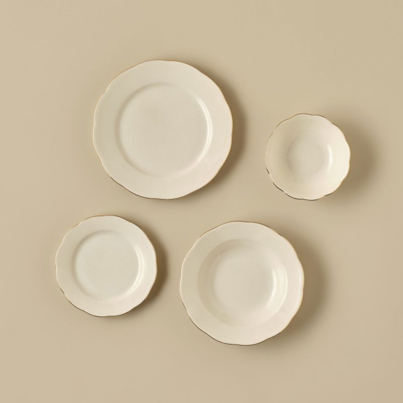 Clover Porcelain 24 Piece Dinner Set for 6 Persons Gold - Image 3