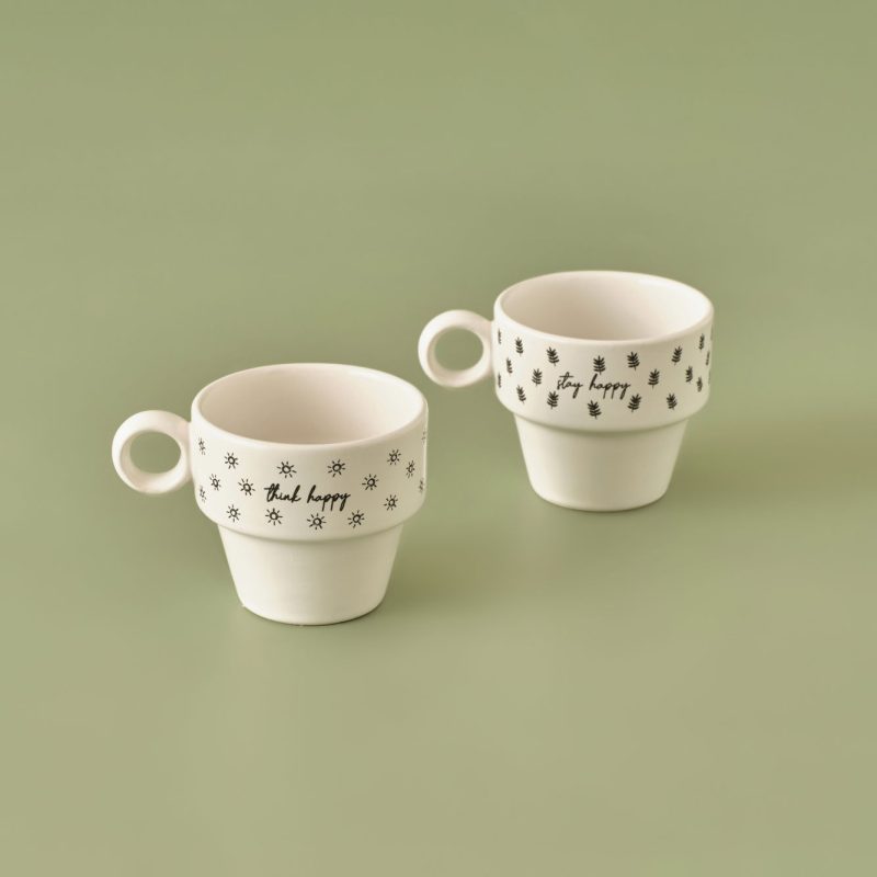 Simple Ceramic Espresso Set of 2 Coffee Cups (105 cc) - Image 2