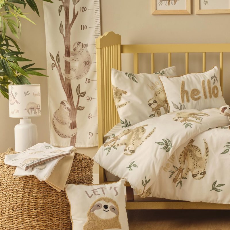 Sloth Muslin Baby Cover Cloth Set - 2 pcs Beige 65x65 cm - Image 3