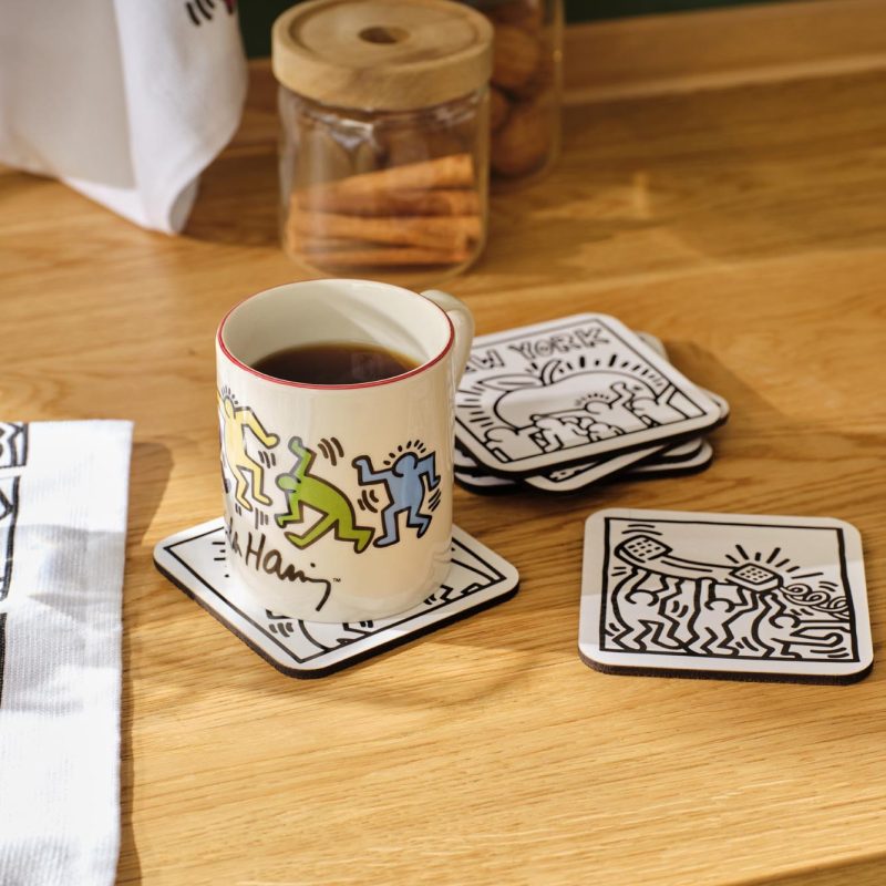 Keith Haring Set of 6 Coasters Black (10x10 cm) - Image 3