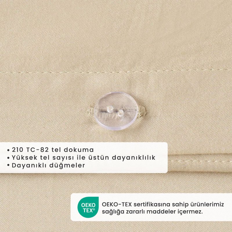 Supreme 100% Cotton Satin King Size Duvet Cover Set Beige (240x220 cm) - Image 3