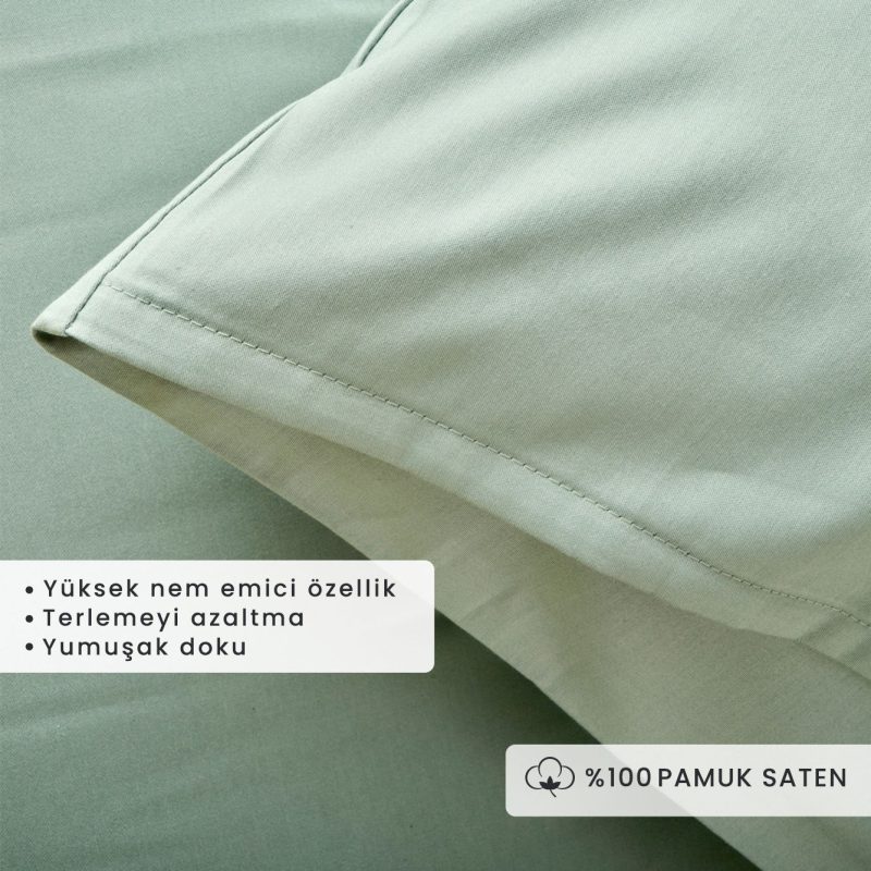 Supreme 100% Cotton Satin 2-Piece Pillow Case Green - Image 2