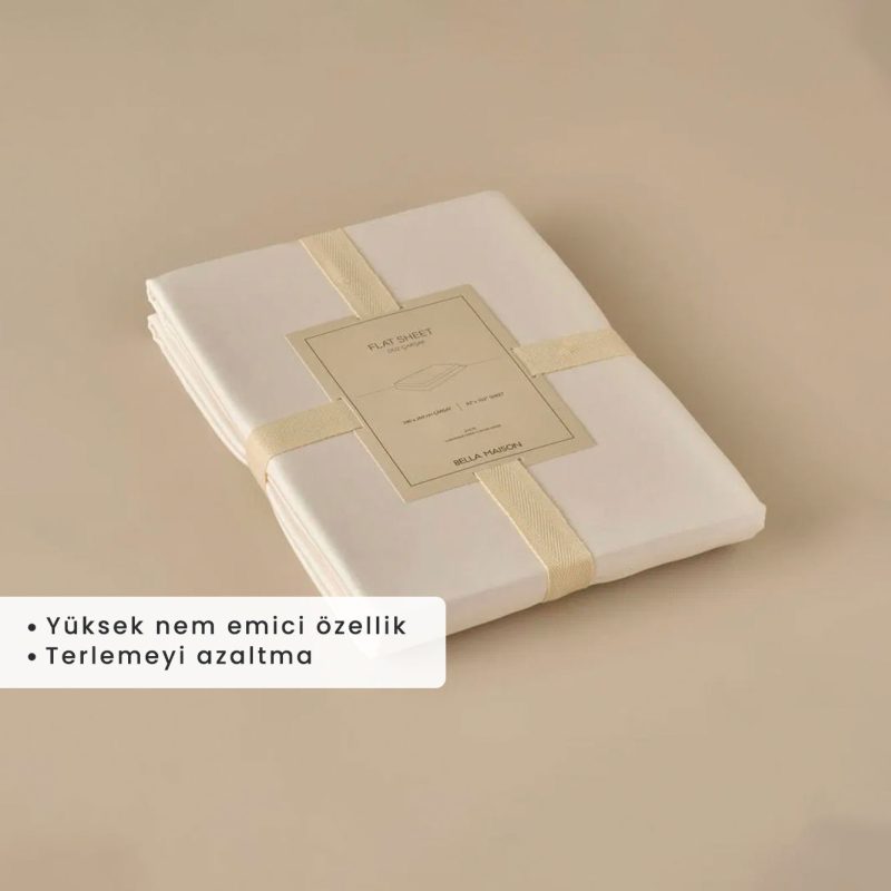 Supreme Basic King Size 100% Cotton Satin Flat Sheet White (260x280 cm) - Image 3