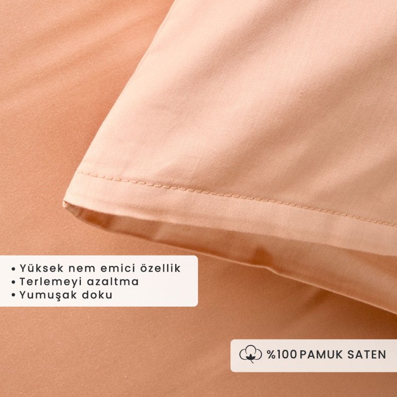 Supreme 100% Cotton Satin 2-Piece Pillow Case Salmon - Image 2