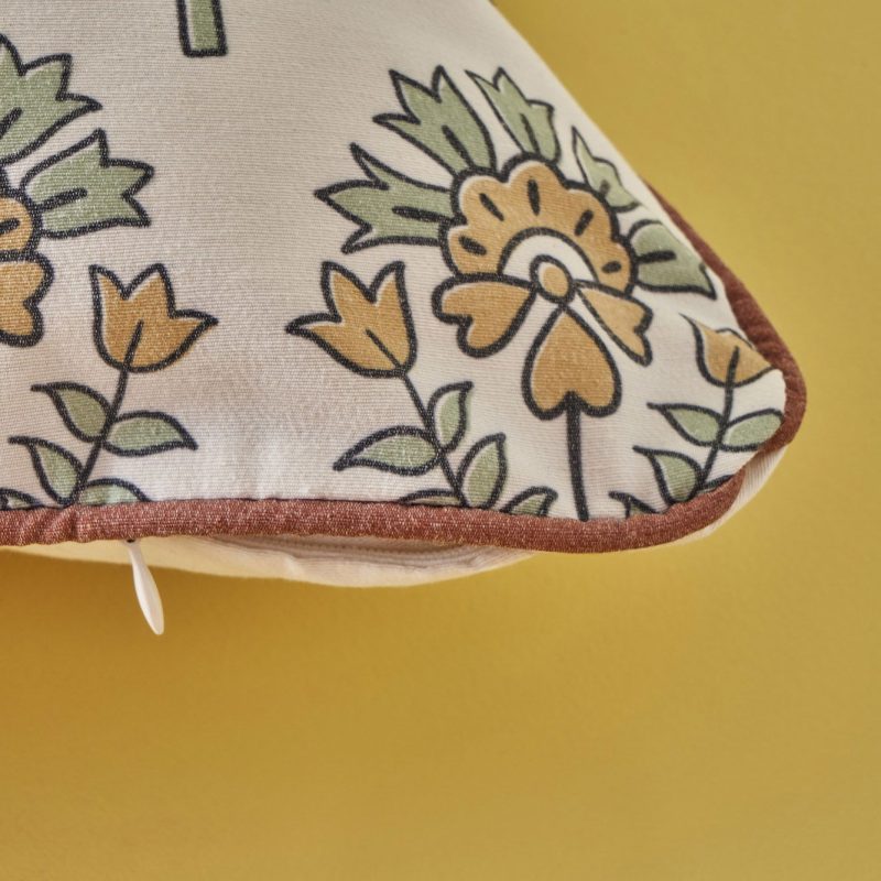 Indian Lotus Flower Embroidered Cushion Cover Very Clorful (45x45 cm) - Image 2