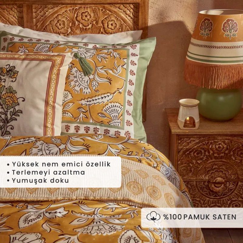 100% Cotton Satin Indian Single Duvet Cover Set - Image 3