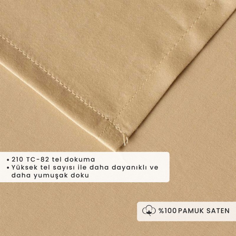 Supreme Basic Single 100% Cotton Satin Flat Sheet Beige (160x240 cm) - Image 2