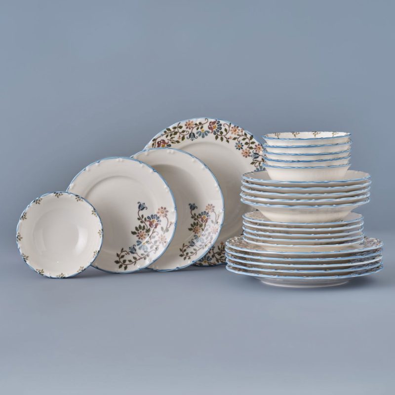 Vintage 24 Piece Dinnerware Set Blue - Image 2