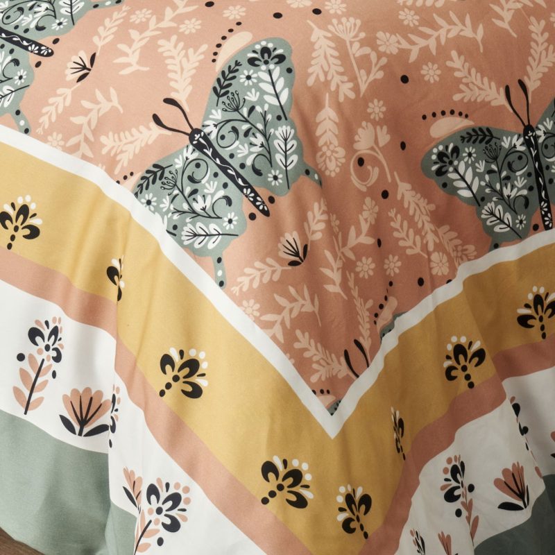 100% Cotton Satin Butterfly Double Duvet Cover Set - Image 4