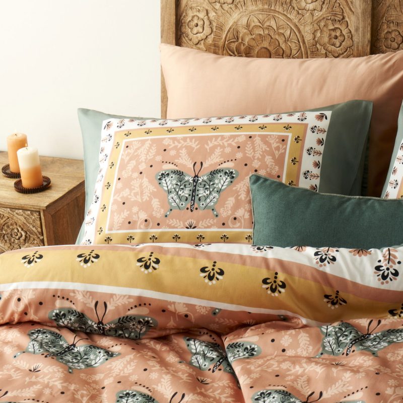 100% Cotton Satin Butterfly Double Duvet Cover Set - Image 3