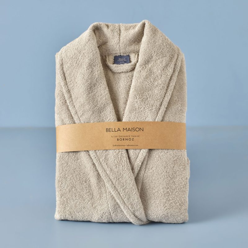 100% Cotton Paul Men&apos;s Bathrobe Light Gray (S/M) - Image 3