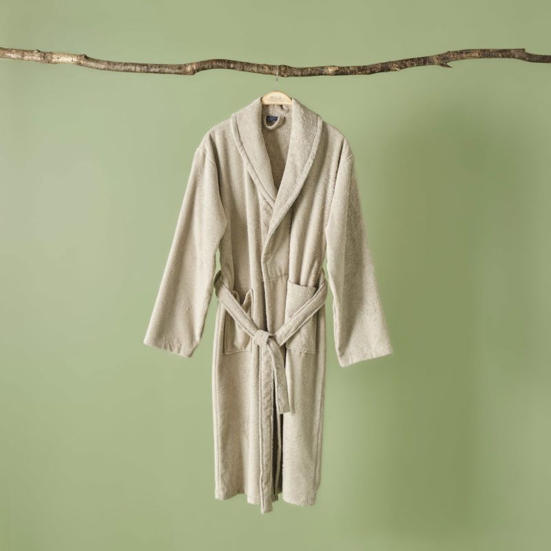 100% Cotton Paul Men&apos;s Bathrobe Light Gray (S/M)
