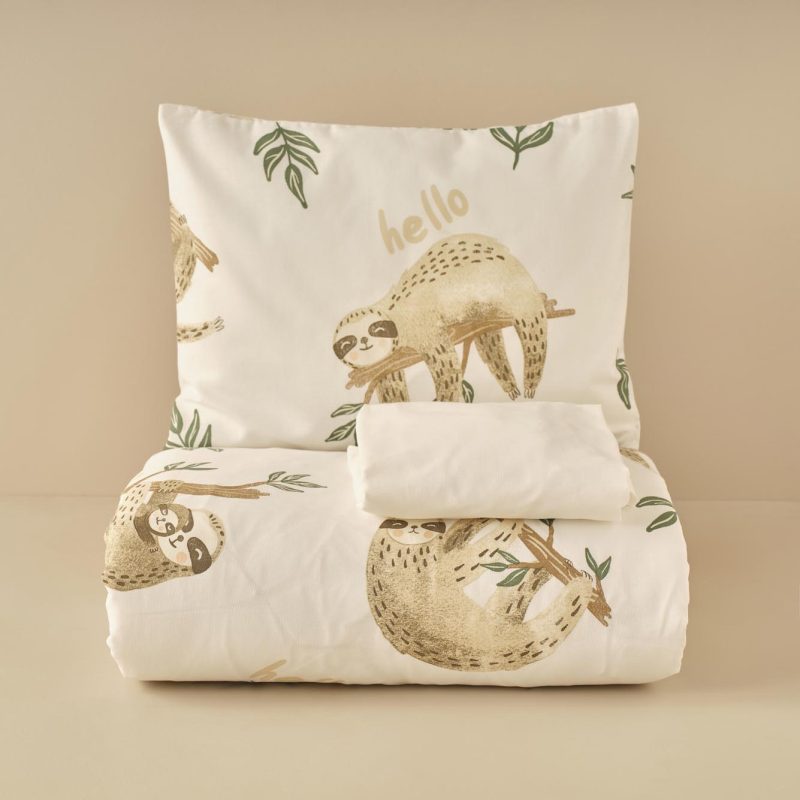 Sloth Baby Duvet Cover Set Beige (100x150 cm) - Image 2