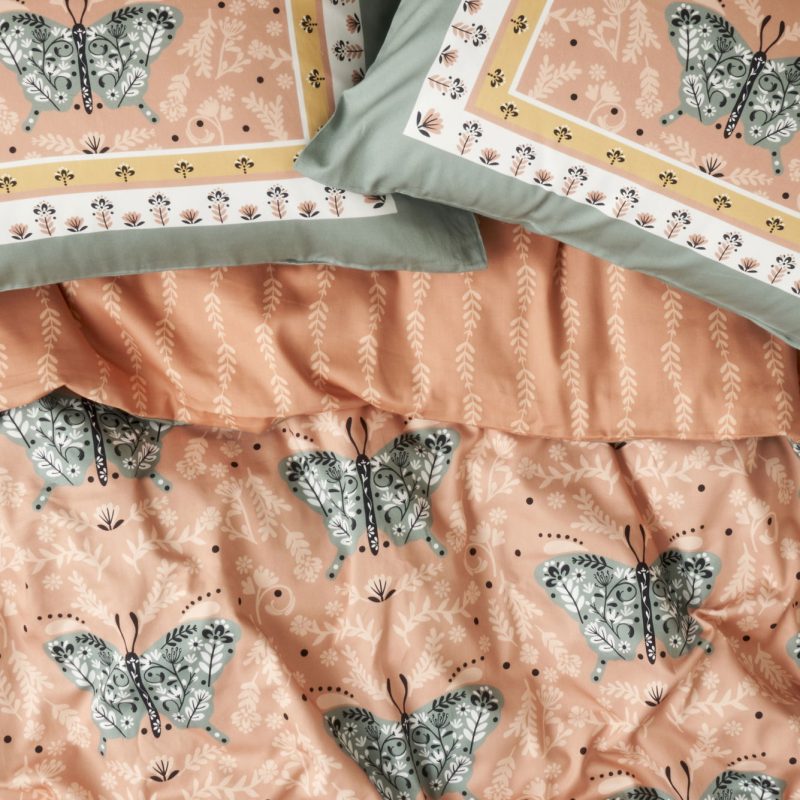 100% Cotton Satin Butterfly Double Duvet Cover Set - Image 2