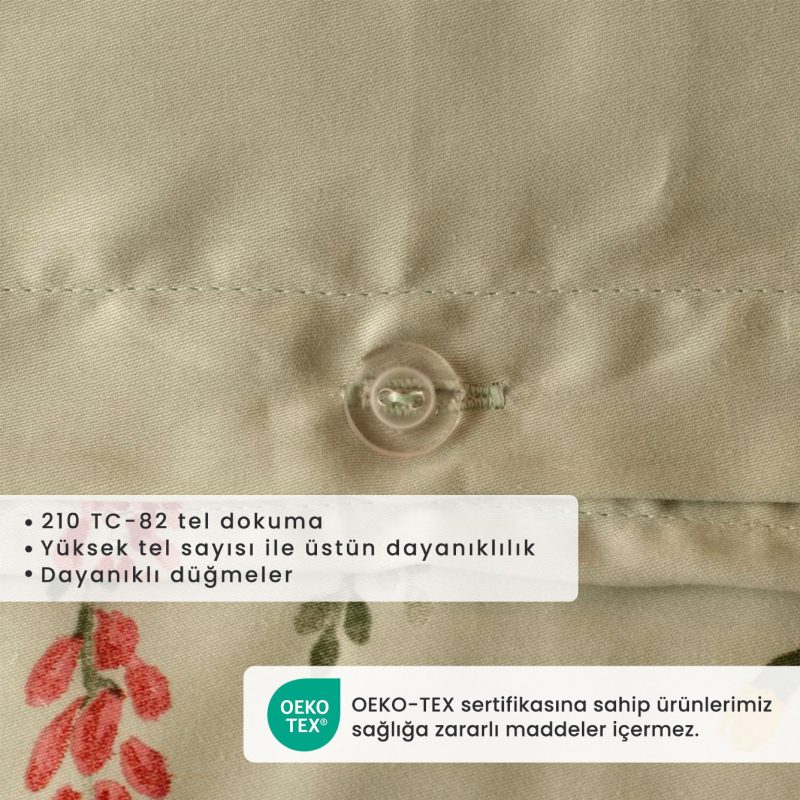 Flores King Double Duvet Cover Set Light Green (220x240 cm) - Image 3