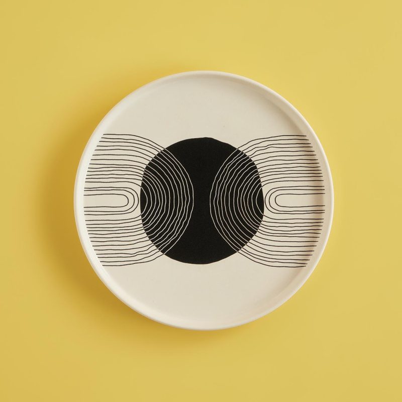 Graphic Line Ceramic Serving Plate White 26 cm