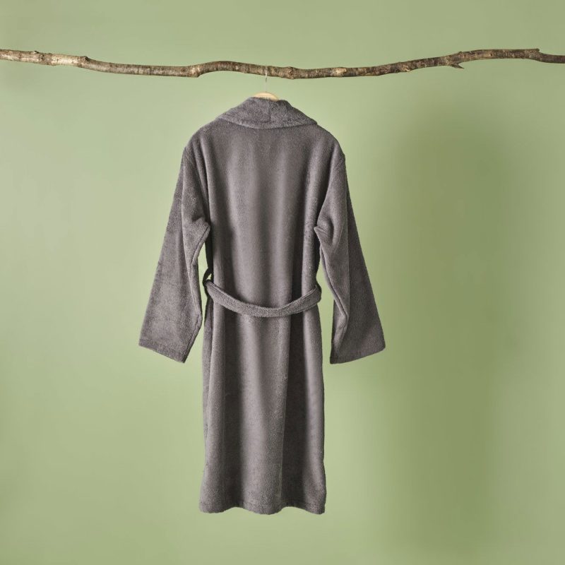100% Cotton Victor Men&apos;s Bathrobe Dark Gray (S/M) - Image 2