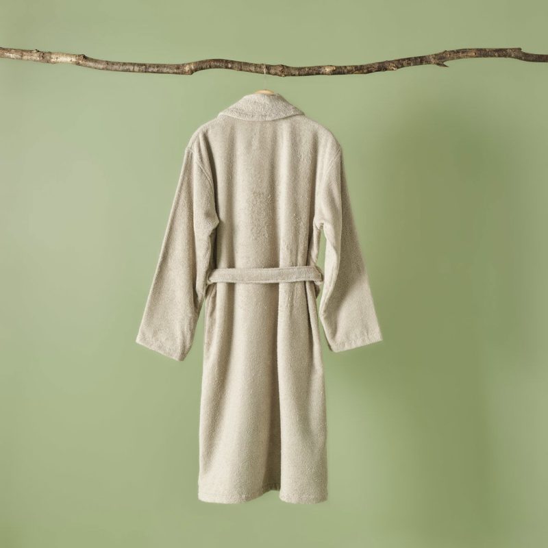 100% Cotton Paul Men&apos;s Bathrobe Light Gray (S/M) - Image 2