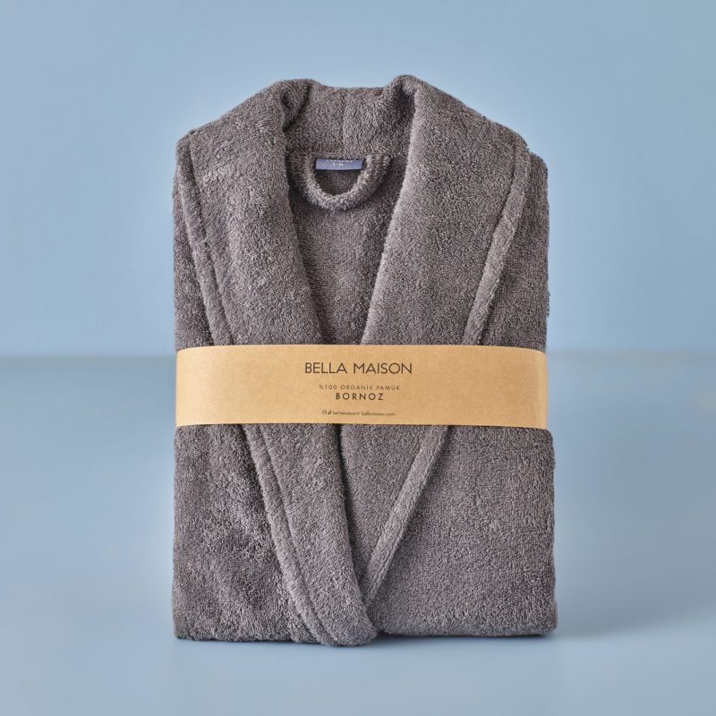 100% Cotton Victor Men&apos;s Bathrobe Dark Gray (S/M) - Image 3
