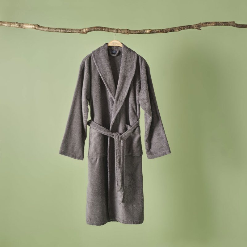 100% Cotton Victor Men&apos;s Bathrobe Dark Gray (S/M)