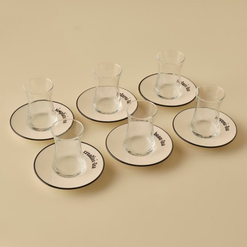 Tea Talk Tea Glass Set Powder / 6 Pieces Black 170 cc - Image 2