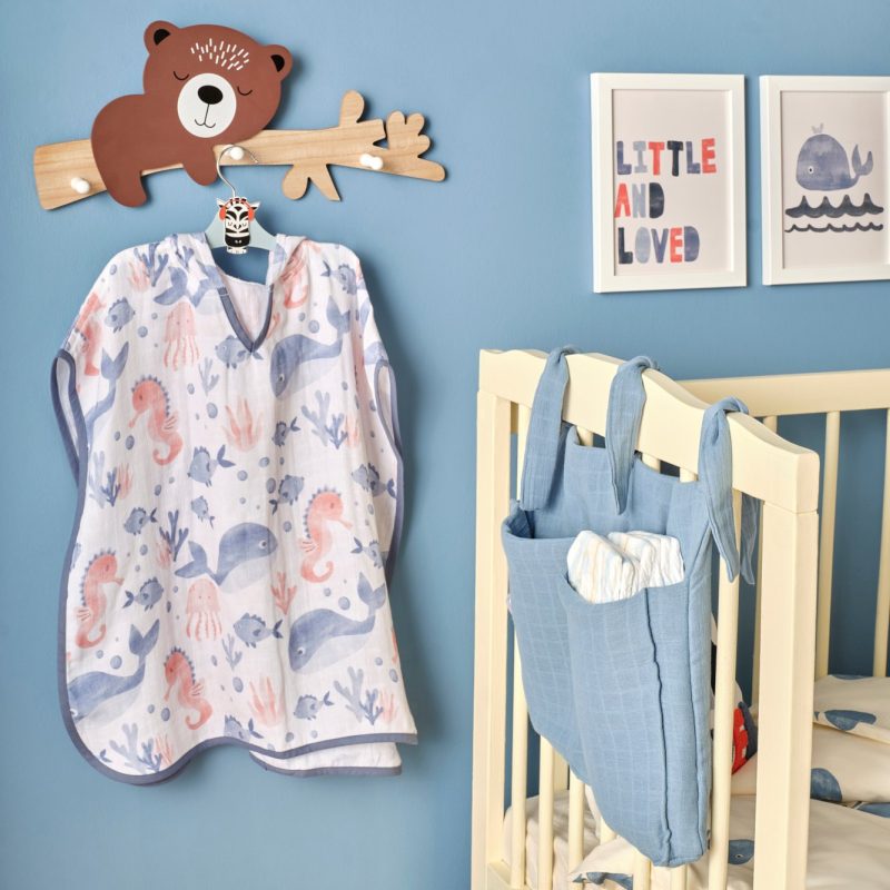 Marine Printed Muslin Poncho - Image 3